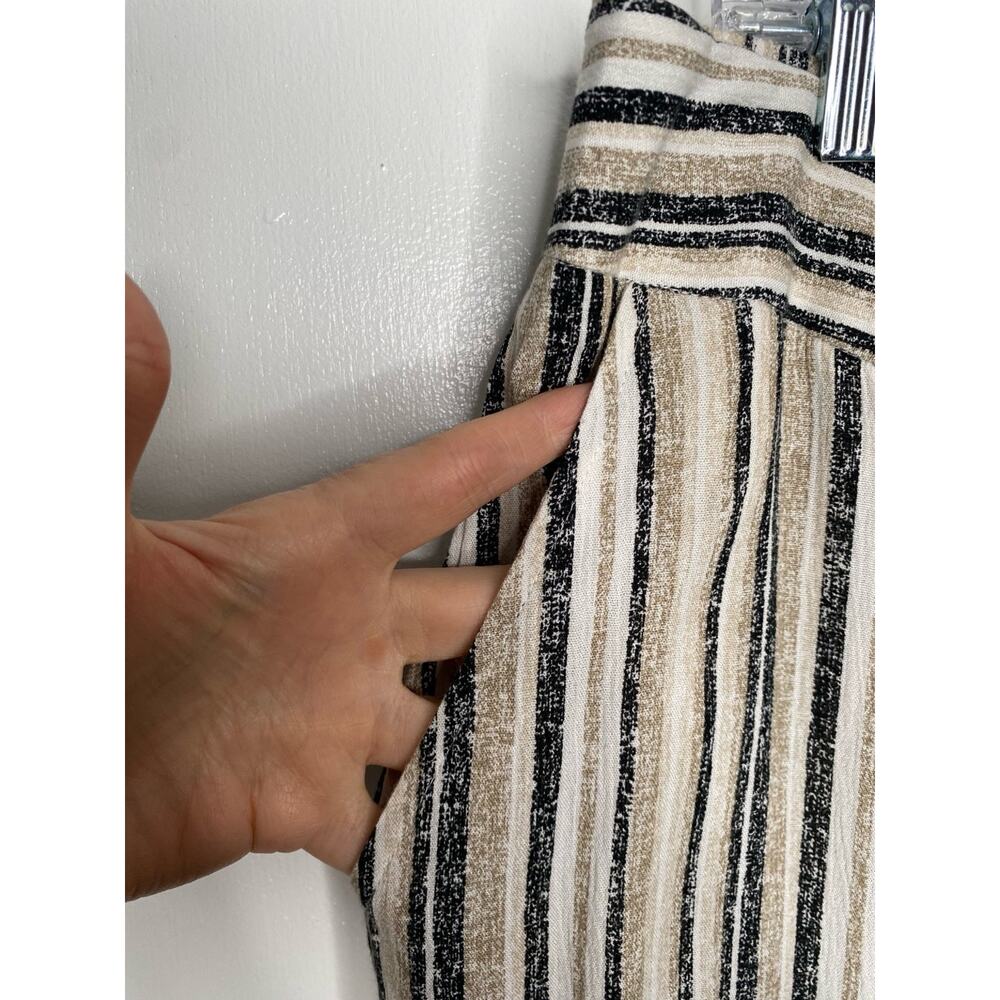 Nine West Womens Wide-Leg Lounge Pants Beige White Stripe Elastic Waist Size XL - Picture 3 of 7
